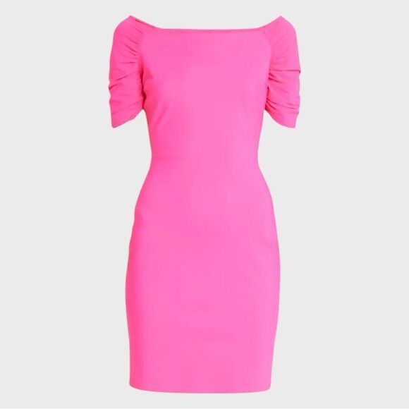 Sz 36 CHIARA BONI LA PETITE ROBE Vissia Off-Shoulder Shirred-Sleeve Mini Dress - Picture 3 of 12